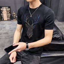 D215/26039#夏季潮男新款薄色冰丝短袖T恤打底衫男，男装T恤，电商D320(原D215)