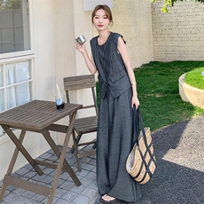 高级感西装马甲阔腿裤套装女2025夏季新款韩版宽松休闲显瘦两件套，女装套装/套裙，2C110