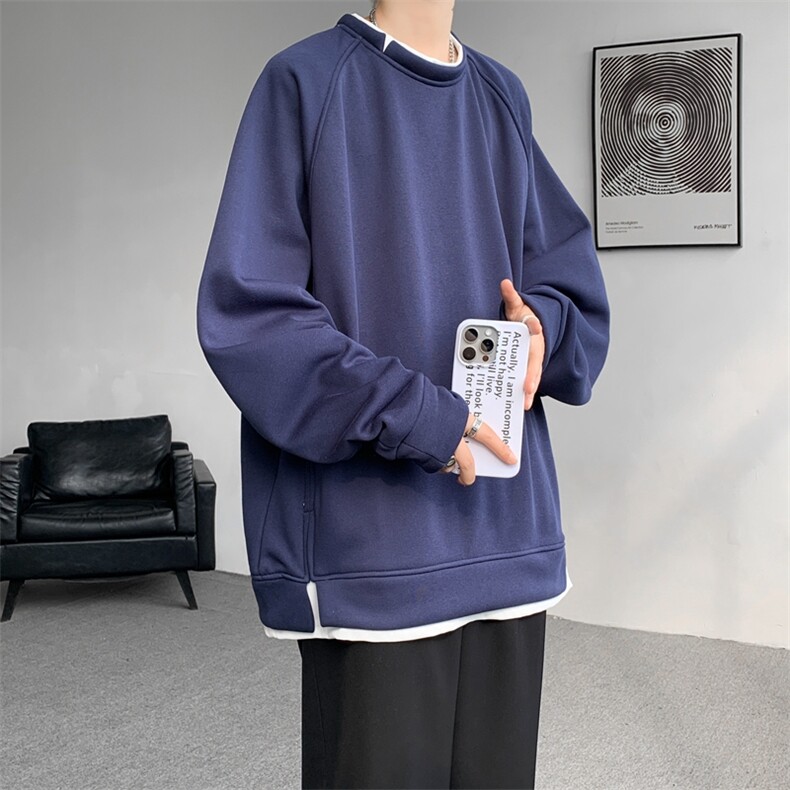 8XL-M假两件卫衣加肥加大码重磅拼接外套圆领套头WY5103P55加绒65，女装短外套，电商B238