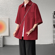 8XL-M泡泡纱盐缩肌理短袖衬衫男夏季冰丝外套防晒衬衣DC28011P36，男装衬衫，电商B312
