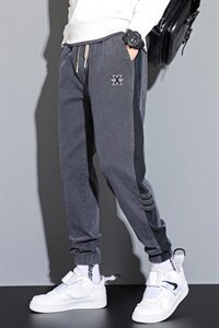 22年抖音秋季新款直筒休闲束脚仿牛仔裤男百搭长裤子潮K552图片