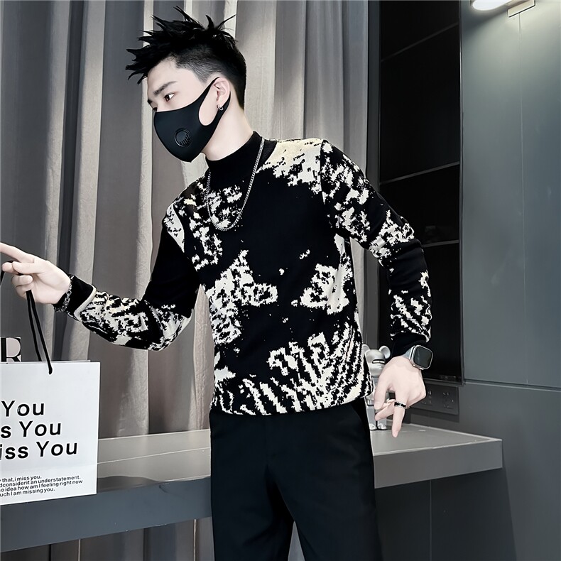 半高领毛衣男修身加厚提花针织社会小伙店主风301C-M117-P78控108,男装针织衫/毛衣,星座301C（原B323）