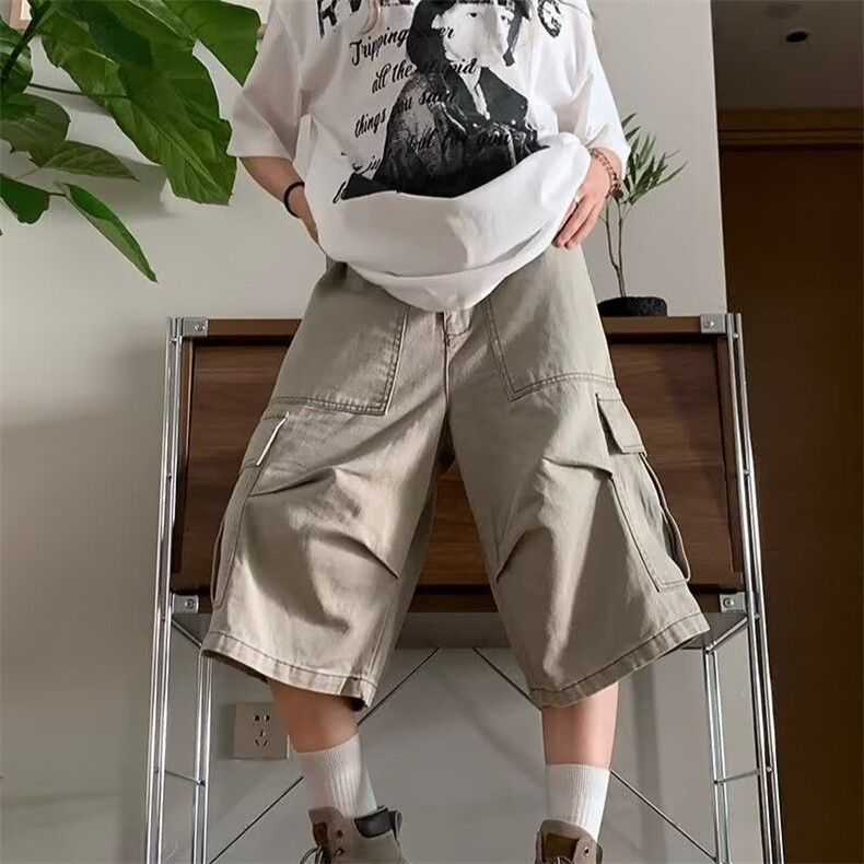 DX1533-特P40美式水洗大口袋工装裤男女休闲阔腿七分裤-网图现货,男装牛仔裤,星座603-2