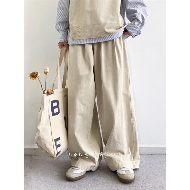 网络图，日系复古阔腿裤百搭垂感廓形休闲长裤XZ302B-1-Q152P55，男装休闲裤，星座302B-1