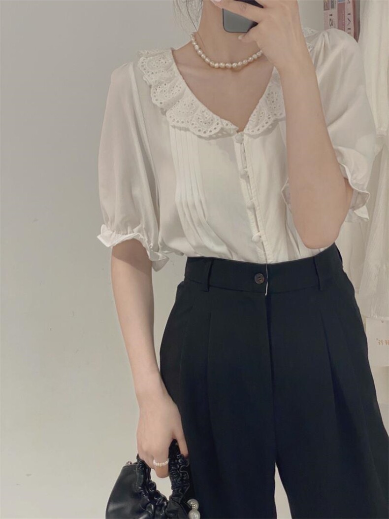 韩系花边小衫，其它，驿谷