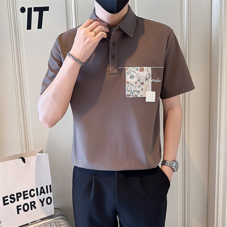 店主风社会小伙男士刺绣贴补POLO衫男保罗衫301A-1/PL119/P58,男装Polo衫,星座301A-1