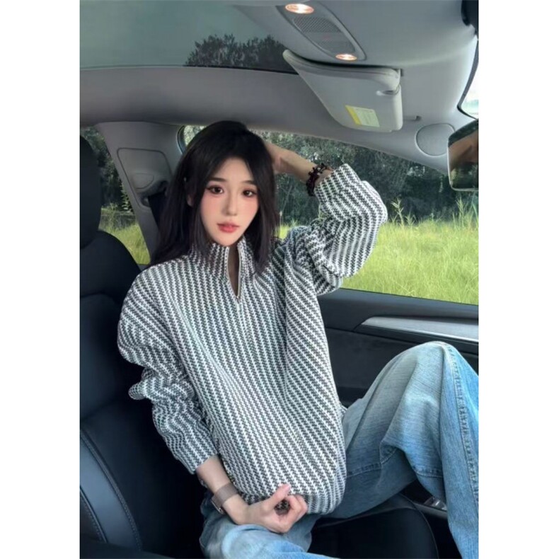 307A-ZX12批38控68慵懒风鱼骨纹男设计感拉链开衫立领外套男，女装短外套，星座307A