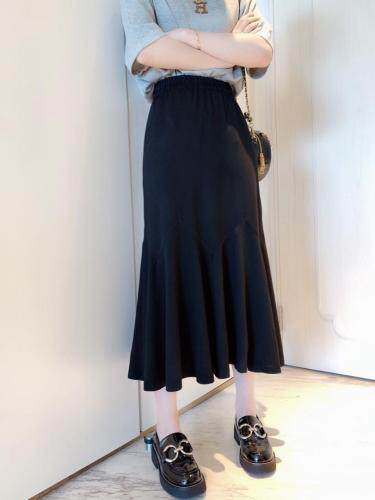 夏季弹力面料松紧腰鱼尾裙，女装，秀禾