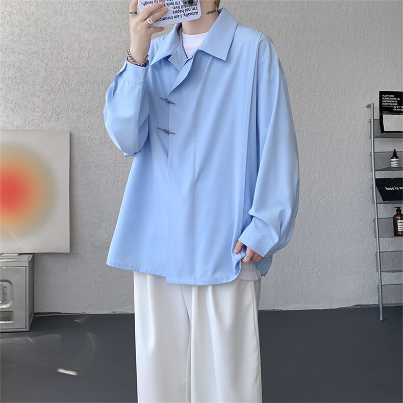 CS1153-特P40控78秋季新款垂感佳新中式衬衫宽松衬衣大码男,男装衬衫,电商A059