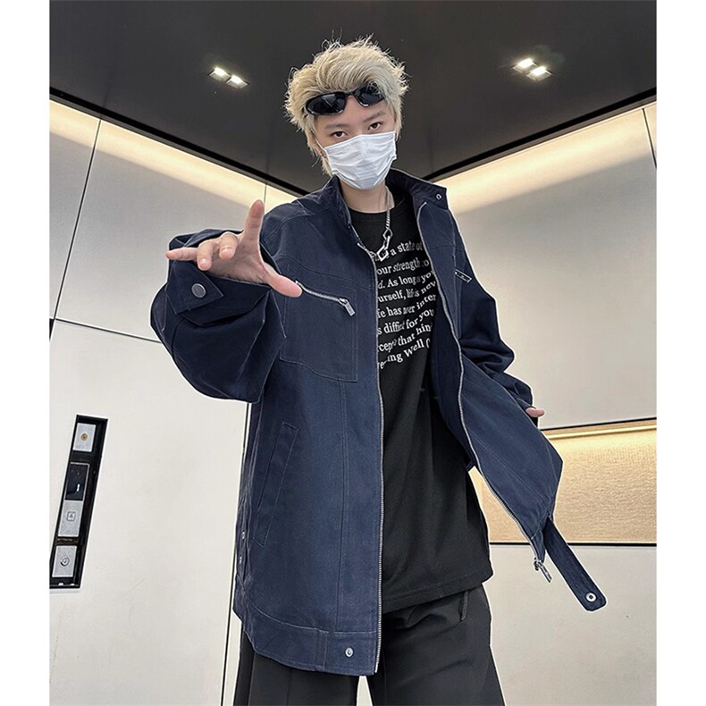 26春装高品质老钱风立领夹克外套男女美式潮牌拉链工装风宽松上衣，男装夹克，电商A486