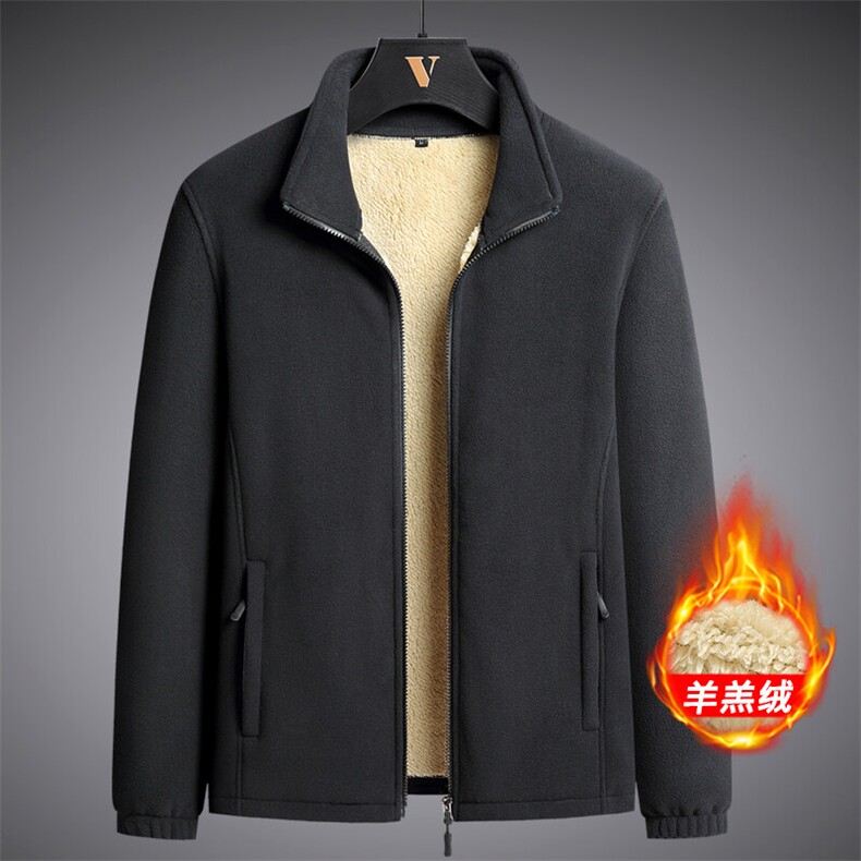 爆板摇粒绒夹克双面绒抓绒衣外套大码男装-加绒899-P55（M-8XL）,男装夹克,星座1105