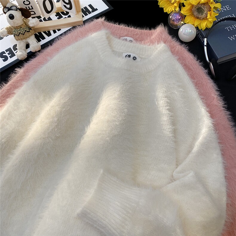 毛毯港风秋冬貂毛时尚宽松休闲纯色圆领毛衣A247-M508特批45控78,男装针织衫/毛衣,电商A247