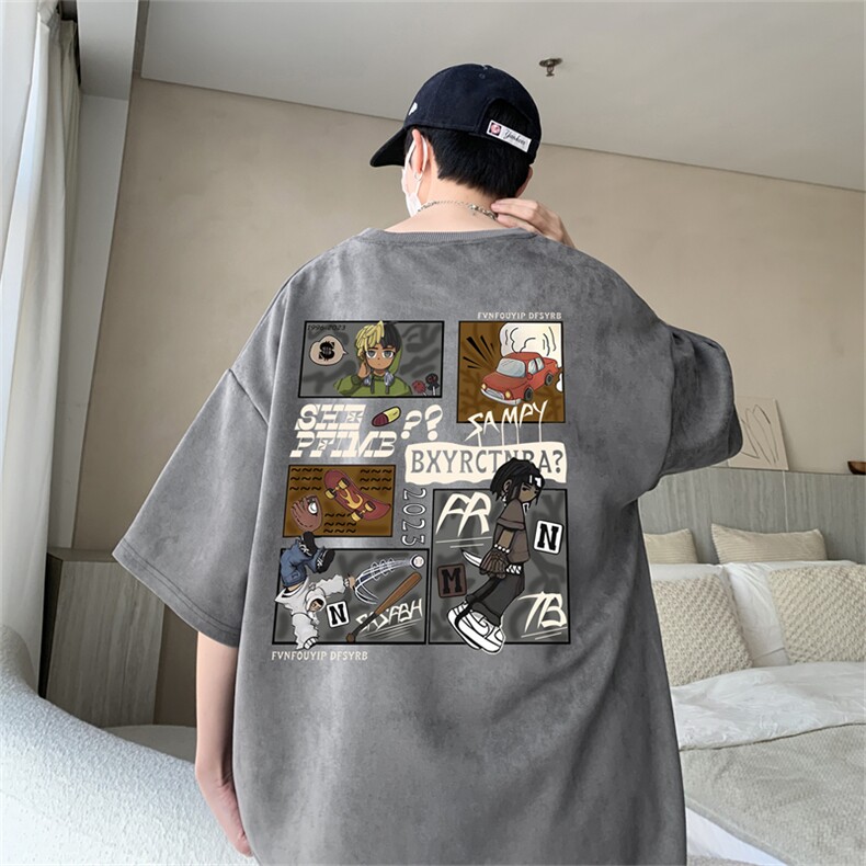 麂皮绒圆领休闲夏季短袖T恤男清凉RT3065-P28控48,男装T恤,电商B370