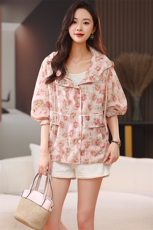 欧货连帽印花短外套女2025年夏季新款薄款透气夹克防晒衣休闲上衣，女装防晒衣，梦芯尔