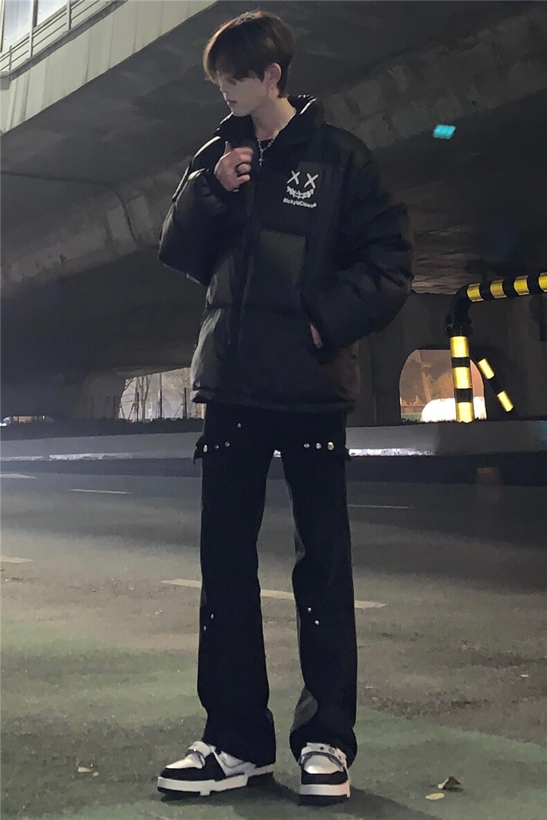 档口签约模特请档口勿盗图交叉绑带牛仔裤微喇叭裤控价68,男装牛仔裤,星座310A-4