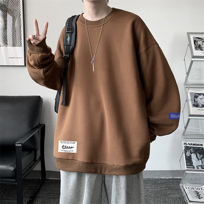 圆领卫衣男大码加厚加绒长袖t恤男S6062-P28加绒款-P33,男装卫衣,电商A040
