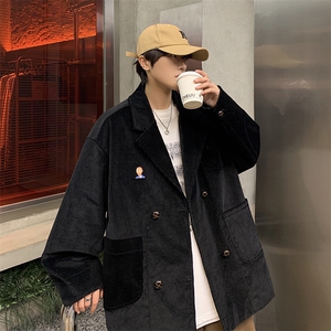 XZ213-19XZ07-P108控128 港风大码oversize灯芯绒多口袋痞帅西服图片