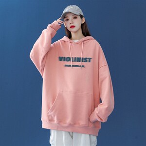 2024春季新款美式字母印花简约休闲宽松连帽卫衣潮 W258 P35控58图片