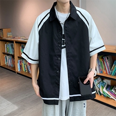 2025夏季新款t恤短袖男宽松潮流港风衬衫半袖时尚百搭cs3506-p45，男装T恤，星座717