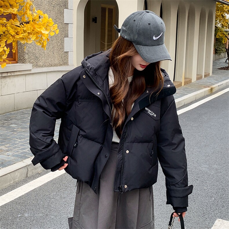 现货2025冬装新款加厚保暖白鸭绒短款连帽羽绒服女,女装羽绒服,苗苗