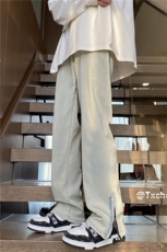 美式高街复古水洗微喇拉链水洗泥巴黄牛仔裤B315-K23204-P55控68，男装牛仔裤，电商B315