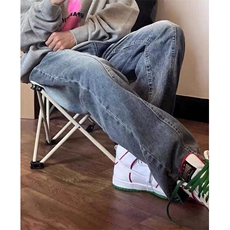做旧牛仔裤男女春秋高街直筒宽松休闲裤子阔腿老爹裤N8087，男装牛仔裤，星座1116A（原606A-3）
