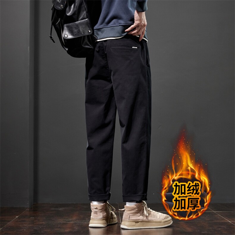 特批纯棉休闲裤男新款宽松直筒工装裤潮牌九分裤J822-P48/加绒P55,男装工装外套,星座509