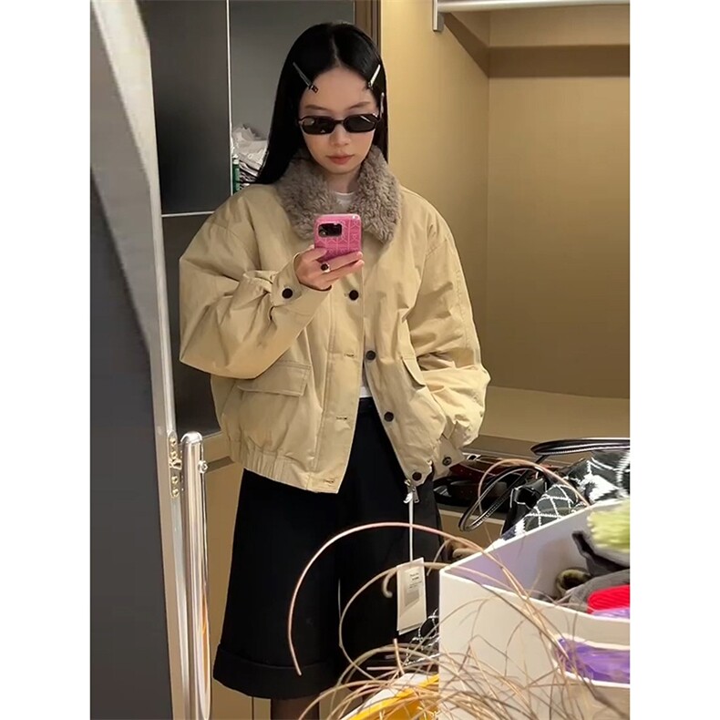 羊羔毛宽松棉衣外套 情侣男女棉袄上衣 D328-ZB2508-P95特图片