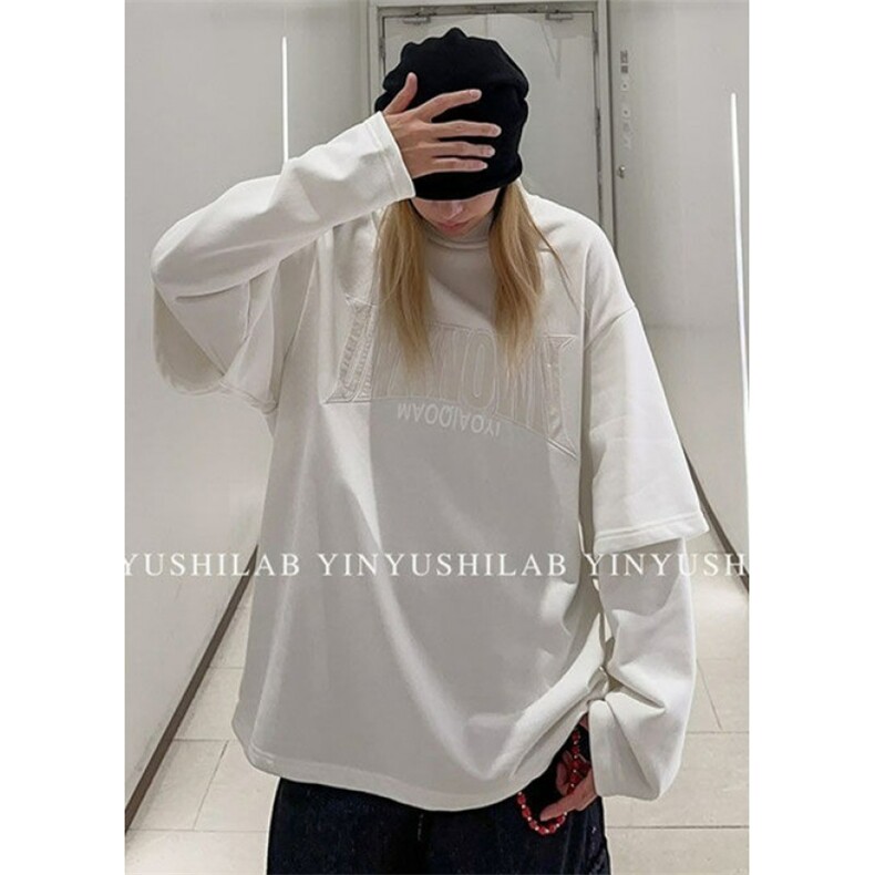 [003]假两件小高领字母刺绣卫衣男宽松百搭卫衣A079-T24-P41,男装卫衣,电商A079