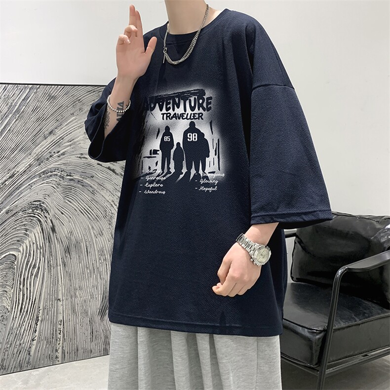 冰丝七分袖t恤男大码五分袖男短袖男中袖Q11374-P30,男装T恤,电商A040
