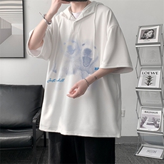 LD54455-P45连帽短袖t恤男大码胖子带帽五分袖中袖，男装T恤，电商A040