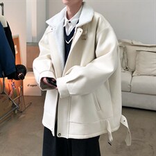秋冬呢料港风ins纯色加厚羊羔毛短款男保暖棉衣A071-089-P125,男装棉衣,电商A071