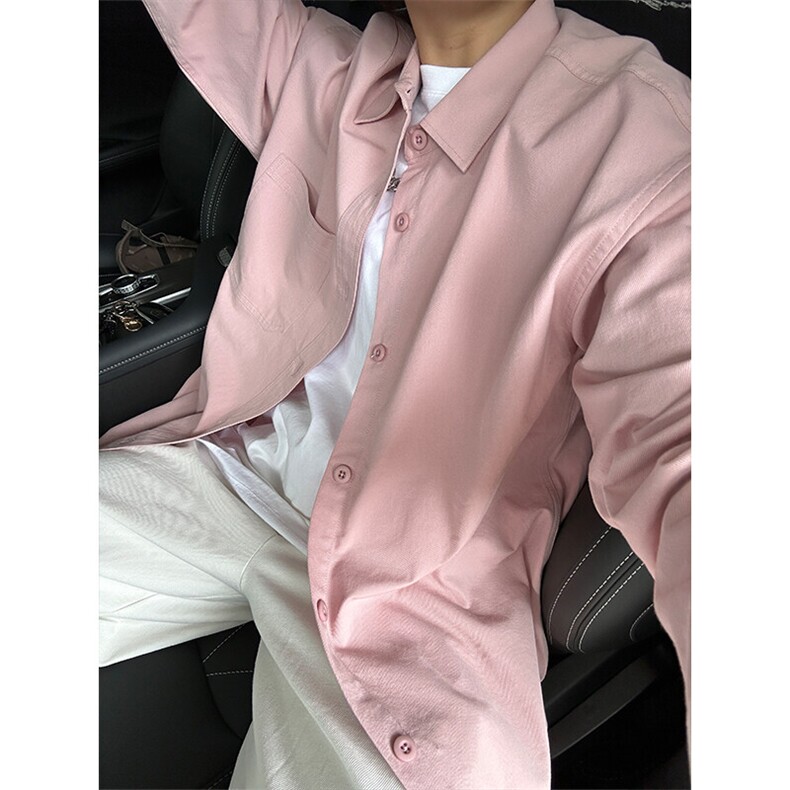 100%棉纯棉衬衫成衣水洗休闲衬衫男女宽松纯色衬衣GC27-P45,男装衬衫,星座301C-5