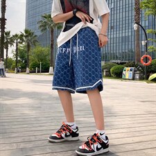 高街男夏季五分裤莽纹刺绣牛仔短裤N208P38,男装牛仔裤,星座1116-2