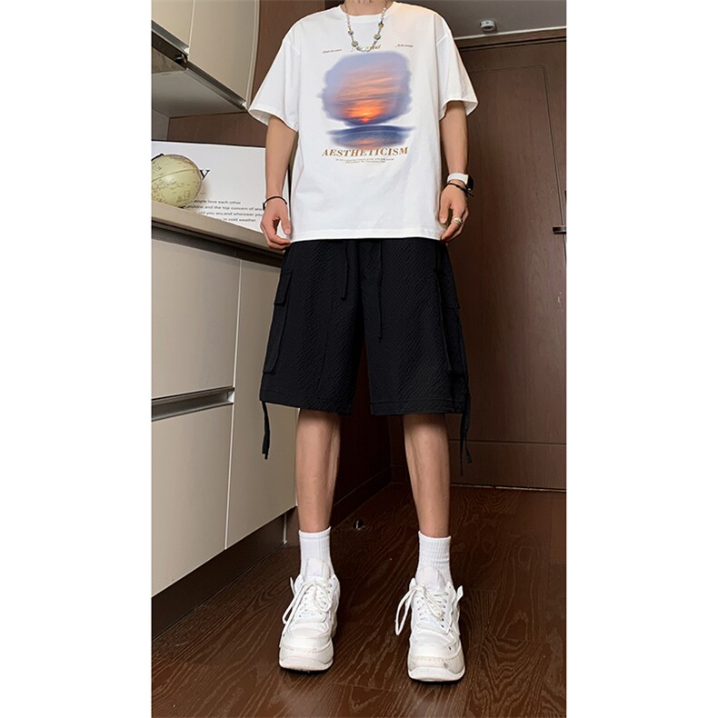 夏季美式高街hiphop泡泡肌理工装速干运动五分短裤货号DK2430P35图片