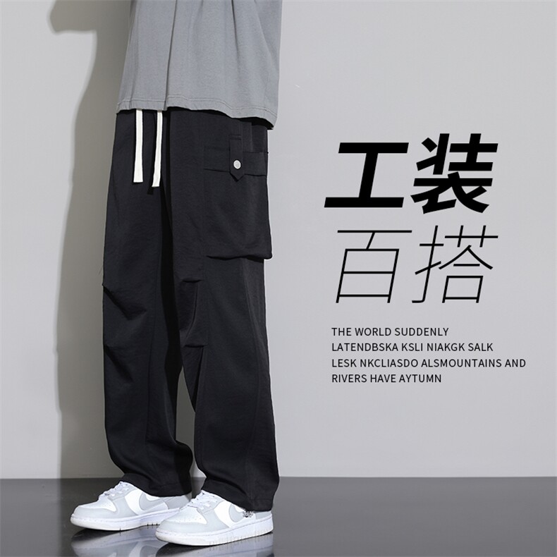 直播数据款 春季新款大口袋伞兵裤宽松直筒休闲裤工装裤 K515-P42图片