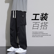 直播数据款春季新款大口袋伞兵裤宽松直筒休闲裤工装裤K515-P42，男装休闲裤，星座914-3