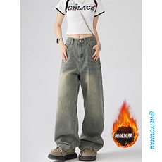 三条杠运动裤子男款春秋季条纹高街欧美hiphop休闲长裤宽松直筒裤，男装牛仔裤，电商A102B