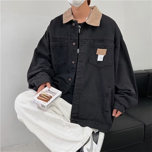 水洗牛仔外套男秋季复古潮流休闲宽松男生工装夹克JK08891-P60图片