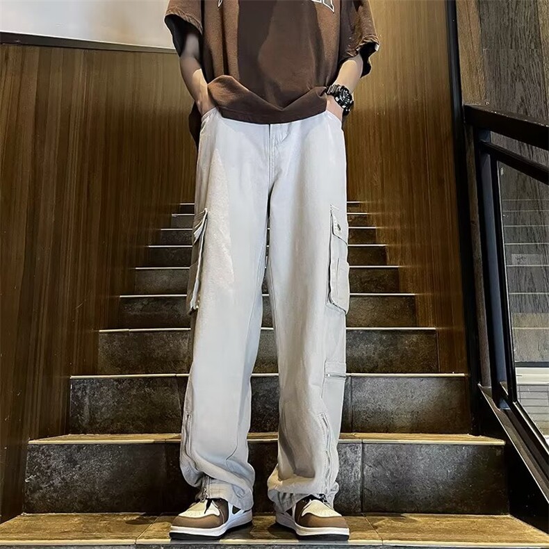 2023新款港风休闲工装裤男潮牌大码宽松美式复古直筒裤K0812-P63,男装休闲裤,星座308B-2