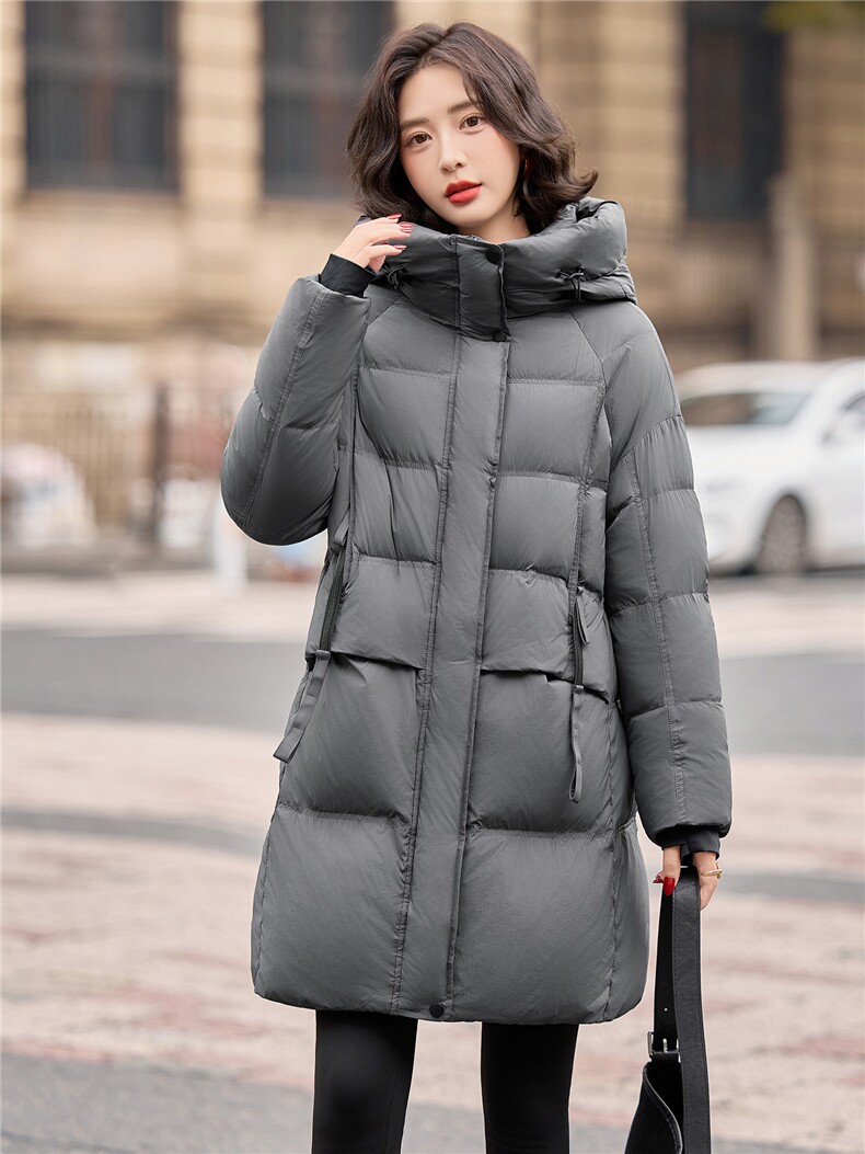 《爆2025冬款中长款羽绒服时尚简约休闲不挑身材不挑年龄上身显瘦,女装羽绒服,欧米莱