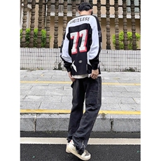 2026春季新款港风美式拼色贴布刺绣套头卫衣夹克男潮JK1419-P68，男装夹克，星座313A(原308A-2)
