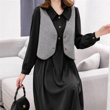 【秋季新款】两件套连衣裙马甲衬衫裙，女装连衣裙，笑思源