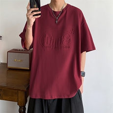 XY5519-TP25控价39港风钢印字母设计T恤男休闲潮纯色短袖T恤，男装T恤，电商A102-1