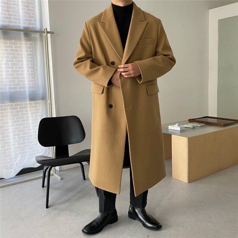 秋冬季新款毛呢大衣男中长款过膝高级感呢子风衣外套韩版宽松潮流,男装风衣,星座710