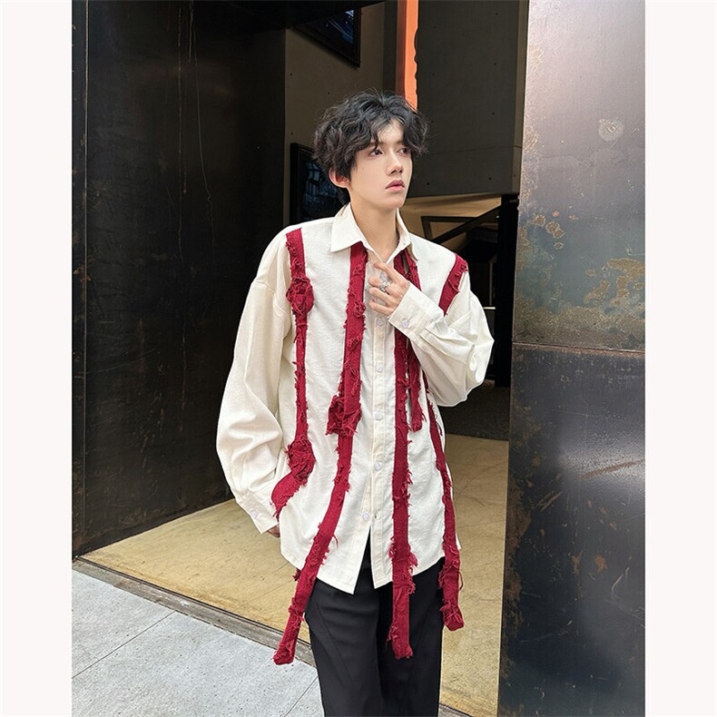 现货25春秋男士设计感立体重工手工火玫瑰喜服婚礼衬衫CS78-p98,男装衬衫,电商B288