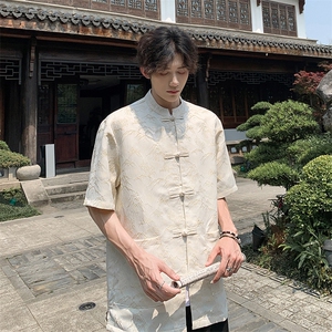 新中式夏季现货大好河山宽松大码短袖衬衫A021-CS7098-P70图片