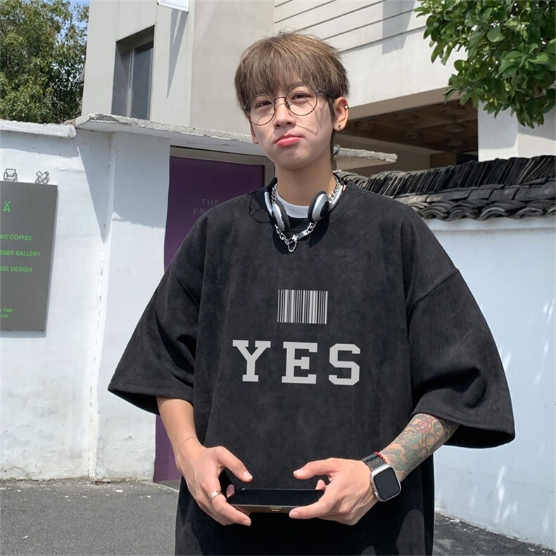 电商DSA028-DTLP2415特P19量大优供视频重磅麂皮绒短袖t恤男,男装T恤,电商A028