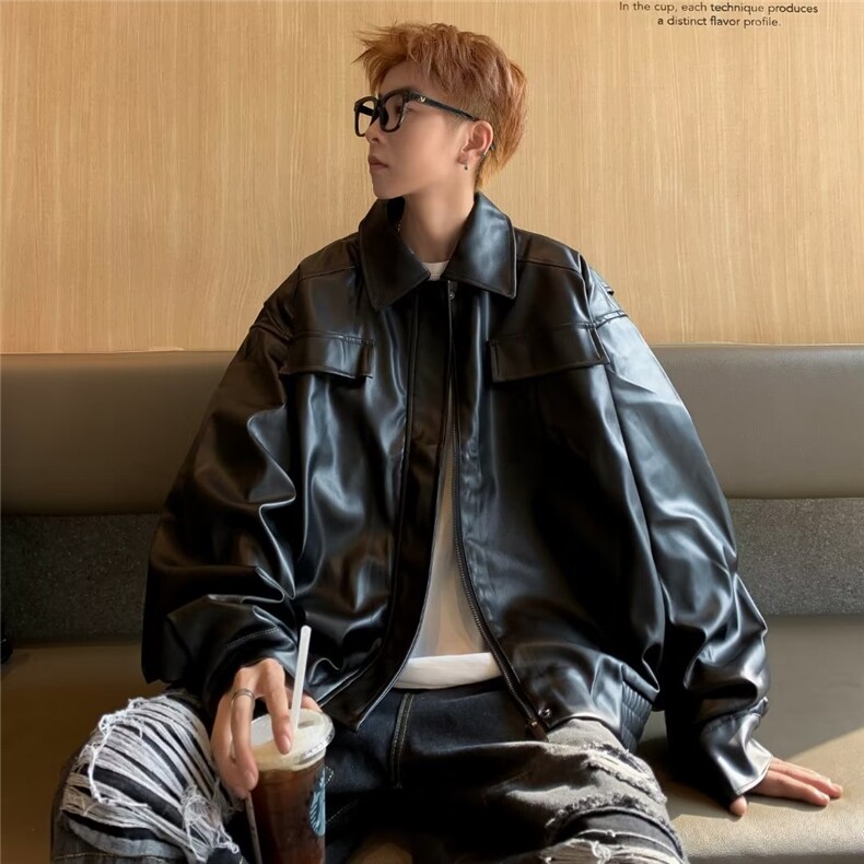 美式复古机车皮衣外套男秋季2023新款设计感MJK37P65,男装夹克,星座1116-2