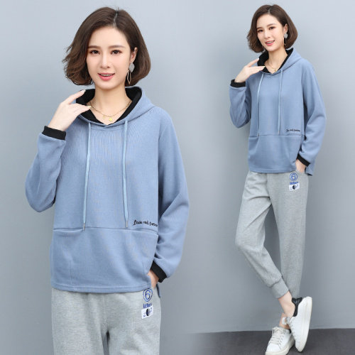 时尚休闲卫衣两件套裤宽松显瘦运动套装女,女装套装/套裙,依恋蒂丝